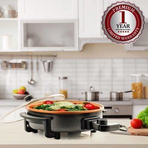 Electric Skillet 12 Inch with Nonstick Aluminum Body Copper SK11112CO